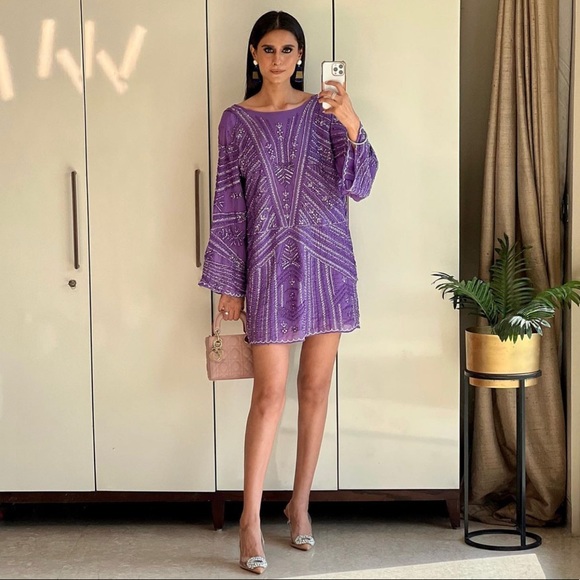 ✨💜✨ {Zara} Beaded Tunic Dress - Limited Edition Size S-M ✨💜✨ - Picture 3 of 15